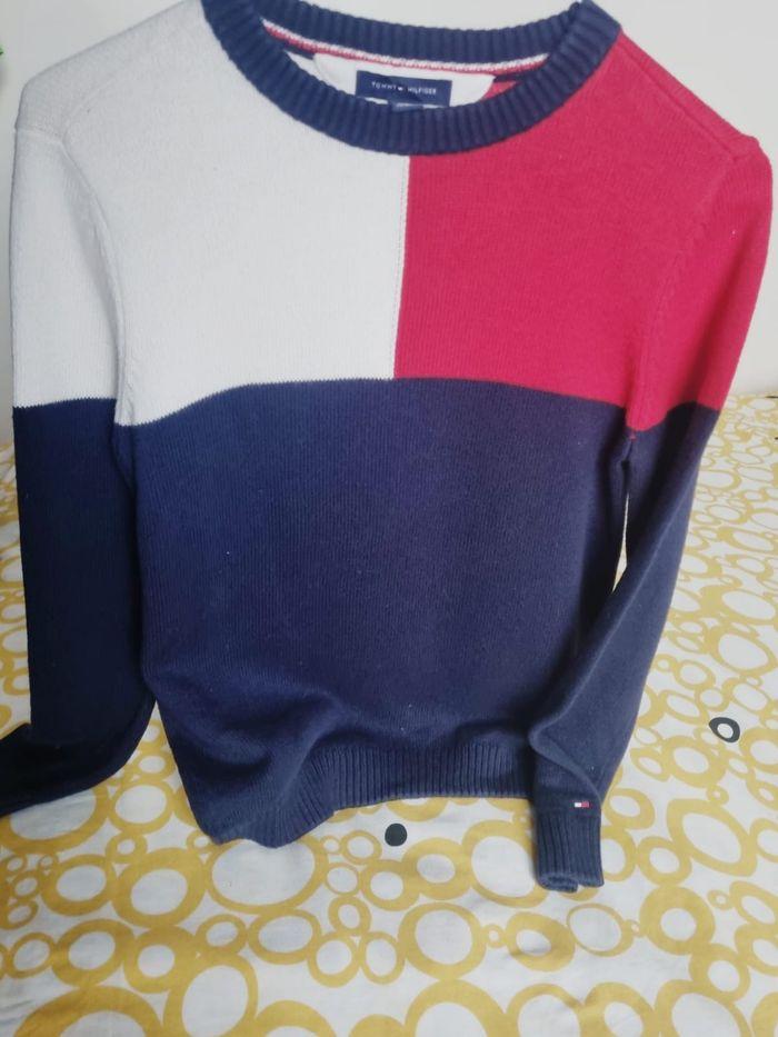 Pull Tommy Hilfiger T: M 8 10 ans bleu, blanc & rouge - photo numéro 2