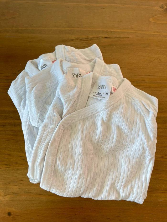 Lot de 3 bodies blanc Zara Kids 0-1 mois - photo numéro 3