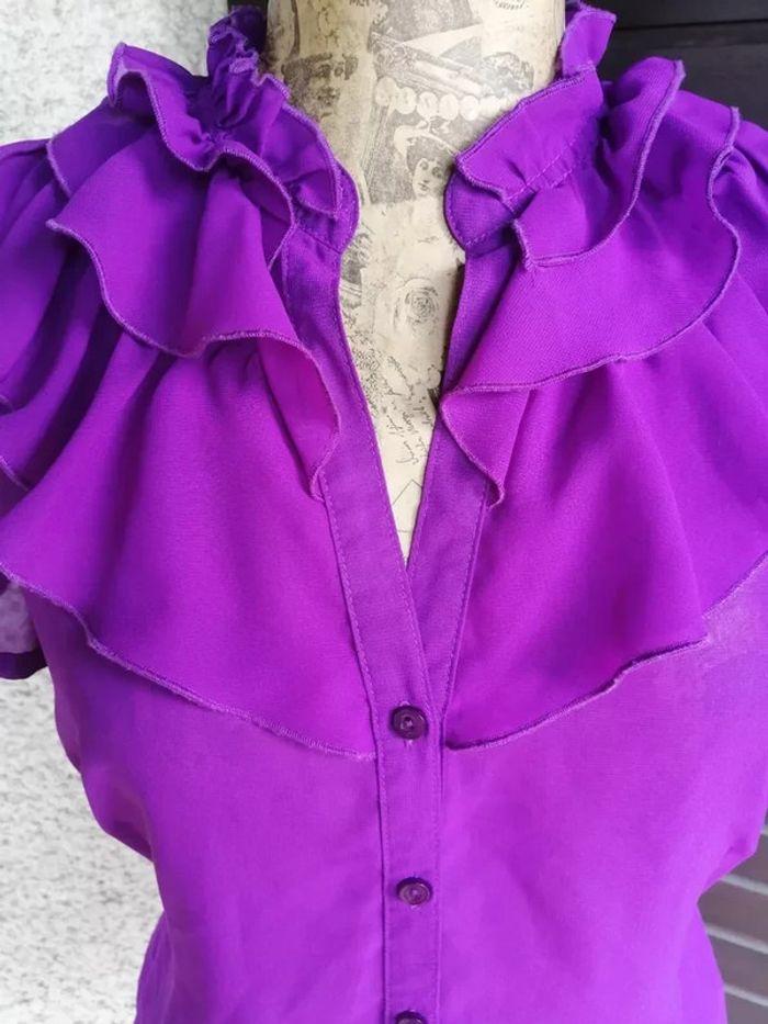 Chemise voile à jabot, violet, Debenhams, Petite Collection, 42 - photo numéro 3