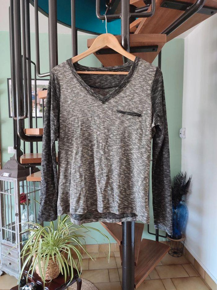 T-shirt manche longue gris fausse poche 38 - photo numéro 1