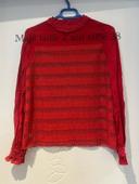 Blouse rouge à manches longues dentelle crochet et voile Maje taille 2 soit taille 38