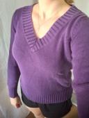 Pull violet col V 38/40 La Redoute