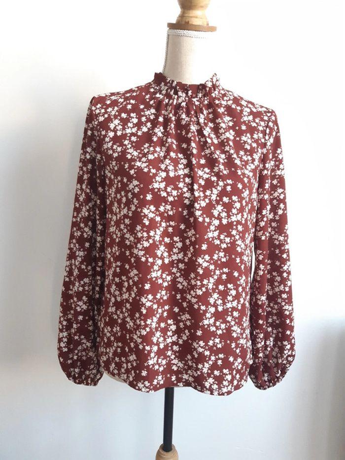 Blouse marron fleurs Shein T36 - photo numéro 1