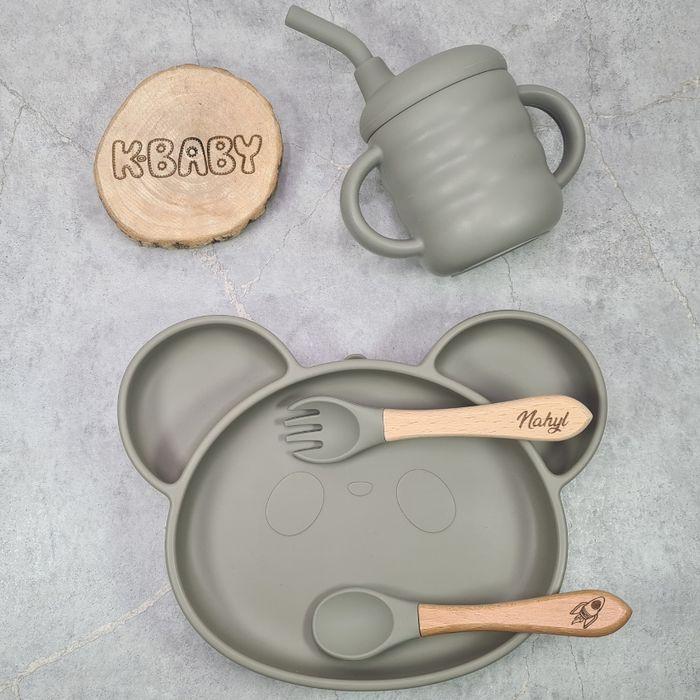 Coffret repas bébé, assiette ventouse, couvert personnalisé, tasse. - photo numéro 4