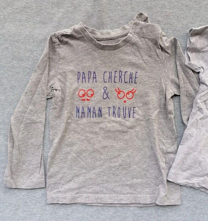 lot 2 T-shirts manches courtes et longues gris Z / Tissaia 24 mois - photo numéro 2