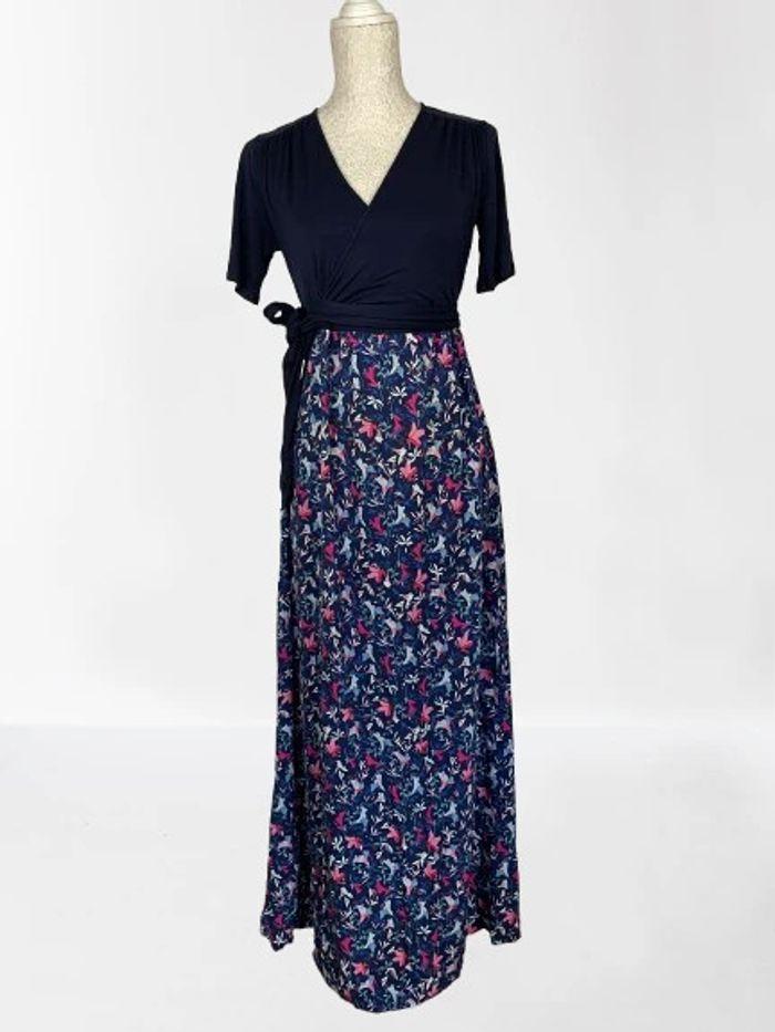 Robe maxi bleu jupe  à fleurs - photo numéro 1