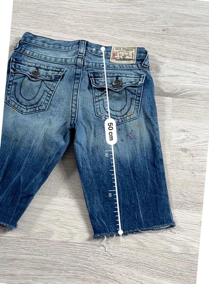 🩳 Short vintage brodé en jean True Religion Bleu Taille XS 🩳 - photo numéro 4