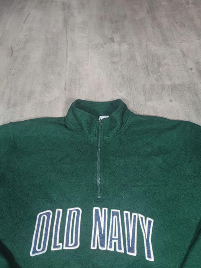 Veste Half Zip Old Navy Vert Sapin Logo Brodé Bleu Marine Taille XL Homme - photo numéro 2