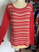 Pull rouge corail / blanc Esprit