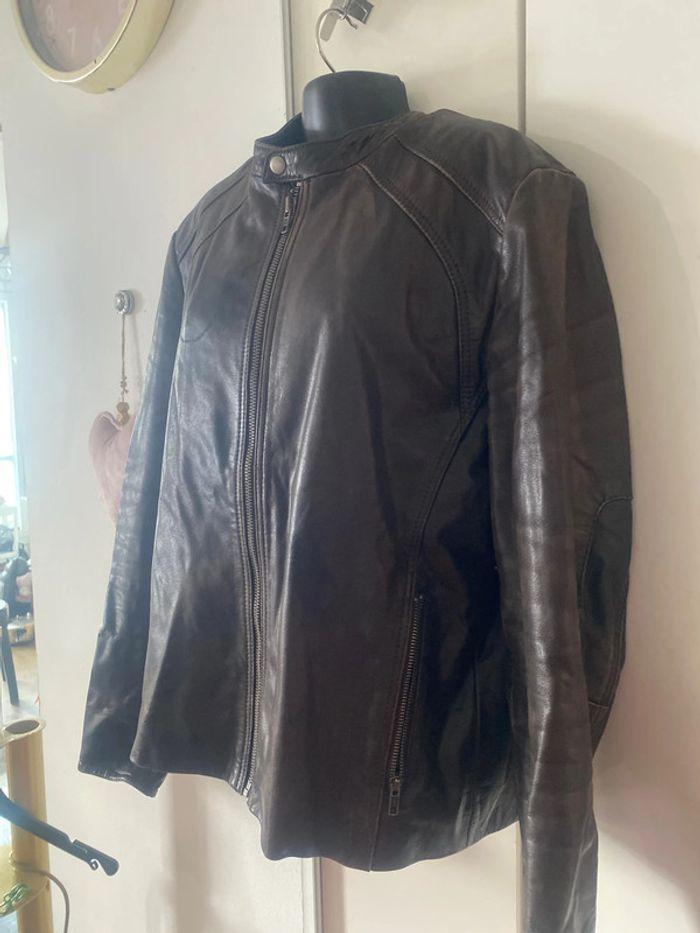 Blouson/perfecto. Cuir véritable. Vintage rétro.taille L - photo numéro 3