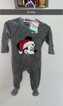 Pyjama bébé garçon  neuf étiquette gris 6mois Noël mickey Disney Disneyland