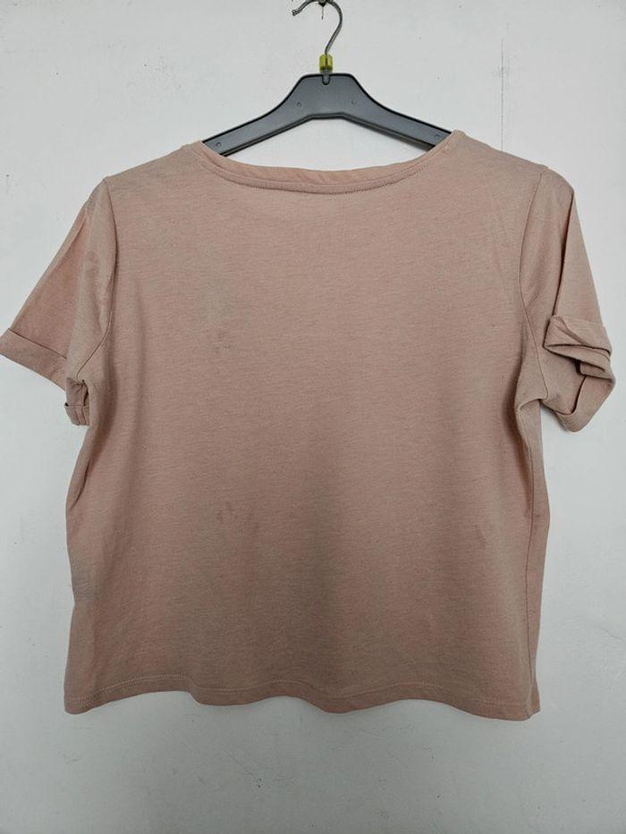 T-shirt crop top à manches courtes femme - rose pâle - S / 36 - Undiz - photo numéro 3