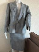 Ensemble tailleur blazer jupe gris carreaux vintage 70s Weinberg taille L/40