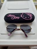 Lunettes de soleil Hello Kitty aviateur + étui velours noir BE 🕶