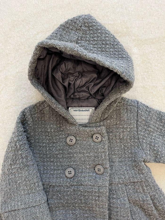 Manteau verbaudet gris à capuche - photo numéro 2