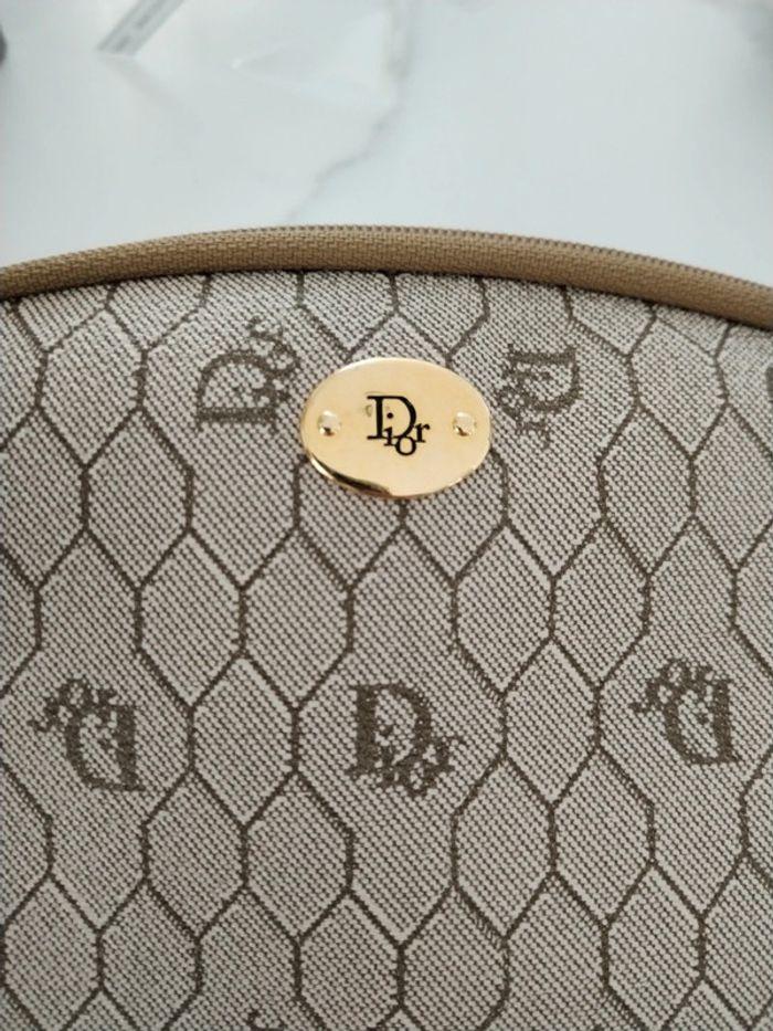 Christian Dior Honeycomb Chain Sac à bandoulière Toile Beige - photo numéro 4