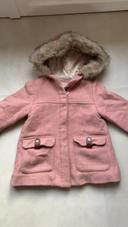 Manteau à capuche rose, zara baby, 3-4 ans en bon état