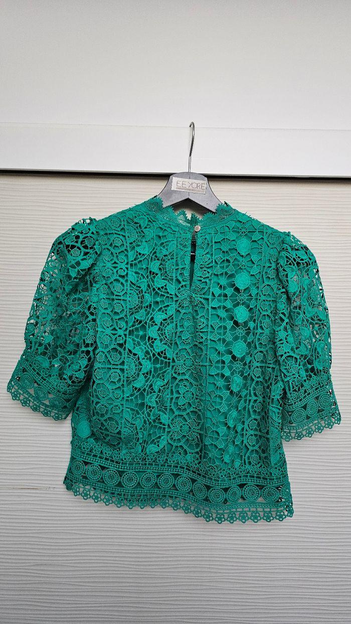 Blouse dentelle guipure verte Morgan - photo numéro 6