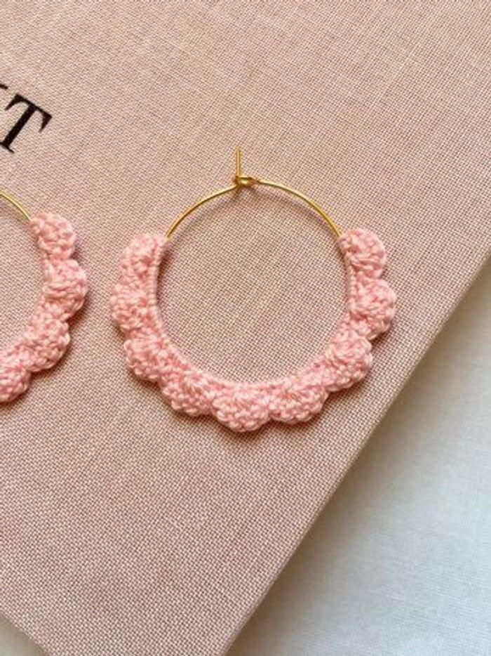 Boucles d‘oreilles crochet rose - photo numéro 4