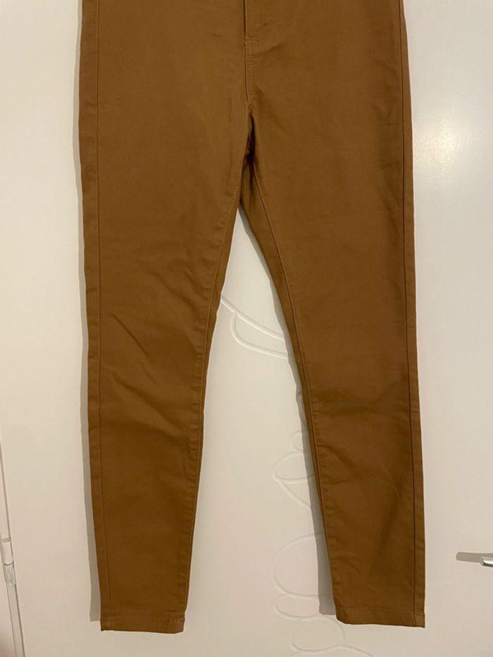 Pantalon camel beige moutarde taille haute coupe skinny neuf denim co taille 40 - photo numéro 3