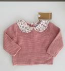 Pull rose col impression fleuri - taille 6 mois