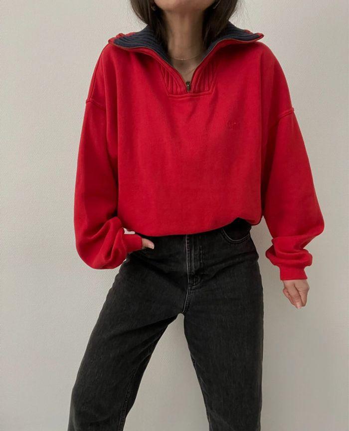 Oversized sweat rouge à col camionneur - photo numéro 5