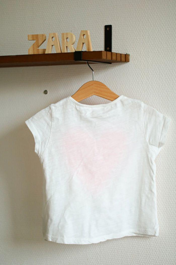 T-shirt blanc coeur,, Zara, 3 ans - photo numéro 4