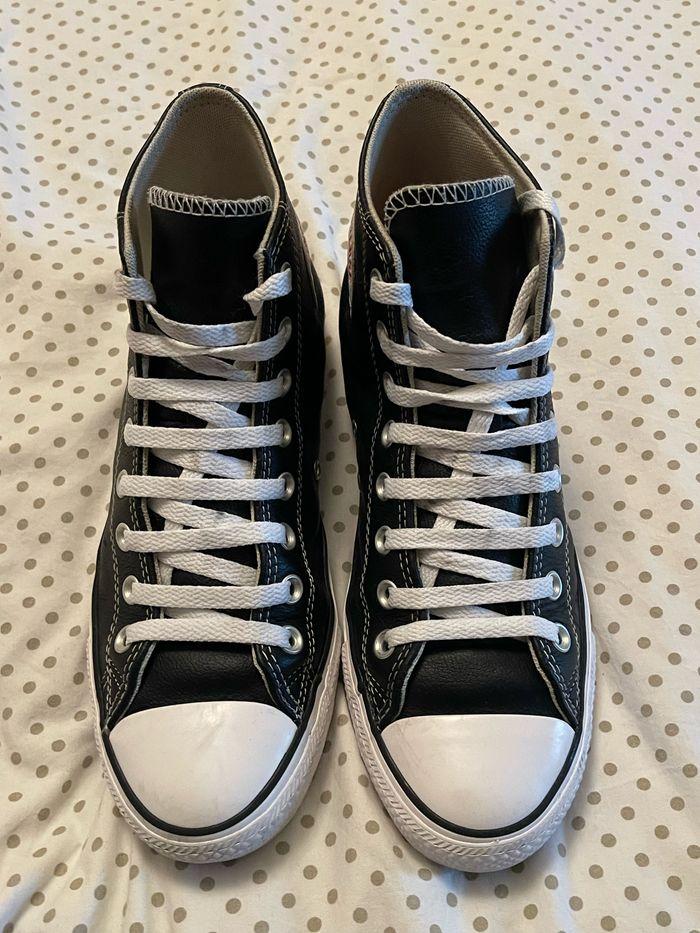 Converse montante en cuir véritable noire , P42 mixte - photo numéro 2