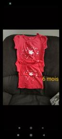 Tee shirt été jumelles fille 6 mois