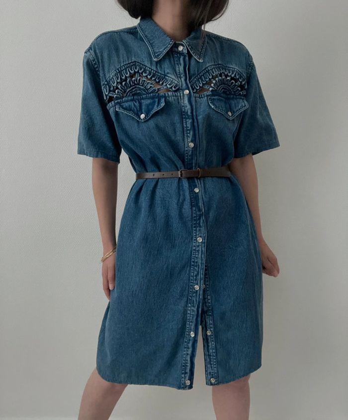 Robe chemise denim ajouré - photo numéro 11