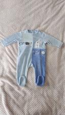 Pyjama velours bleu clair Tex Baby 6 mois comme neuf