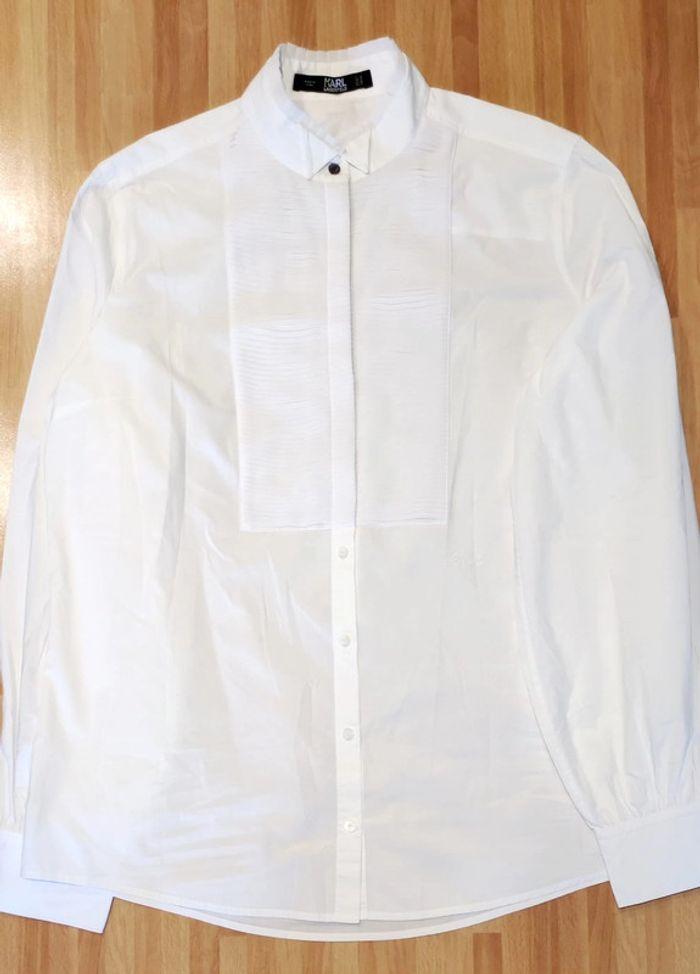 Chemise plastron 100%coton blanc, Karl Lagerfeld, t.42/xl/10, neuve - photo numéro 8