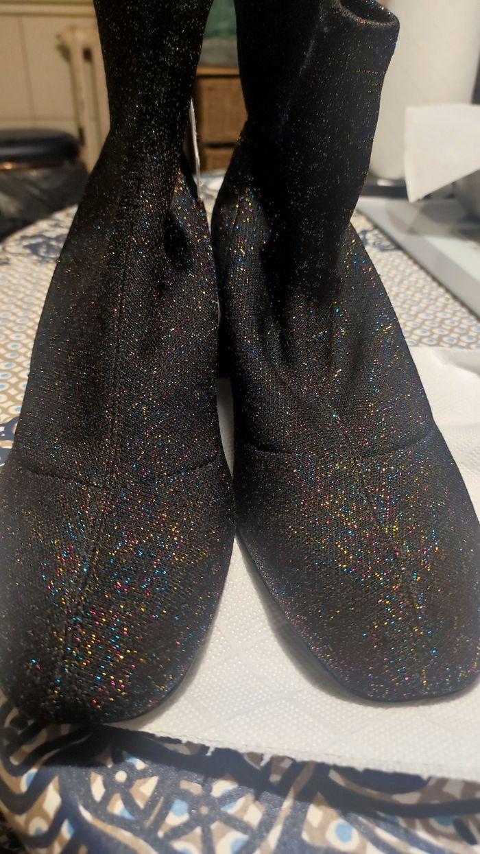 Bottines noires scintillantes toile lycra Zara pointure 39 - photo numéro 1