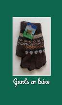 Paire de gants en laine marron bleu marine Taille unique