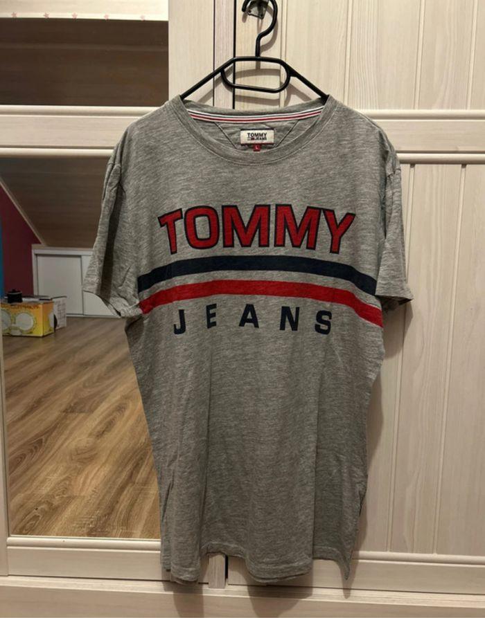 T-shirt gris pour homme, taille L, très bon état, Tommy Jeans - photo numéro 1