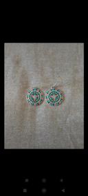 Boucles d'oreilles ronde à motifs de couleur orange/turquoise/bleu