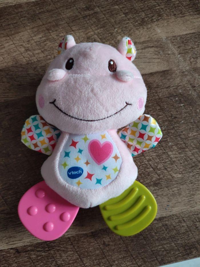 Peluche mord dents hippopotame rose - photo numéro 1