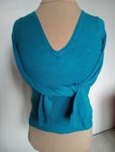 Pull turquoise col en V