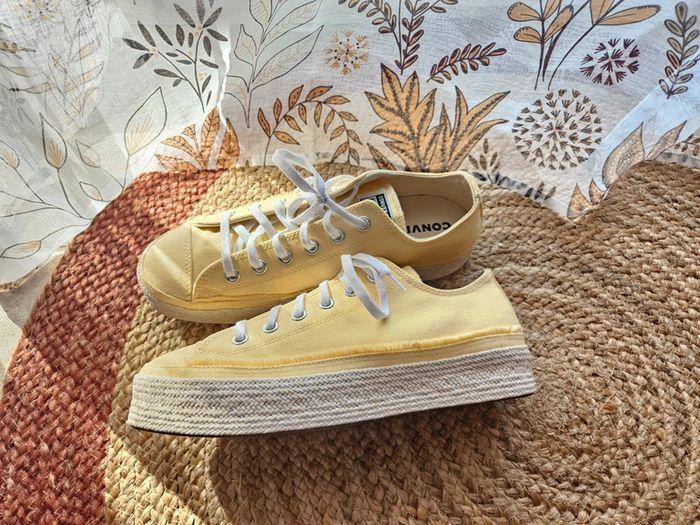 Converse jaune toile semelle corde 42 - photo numéro 2