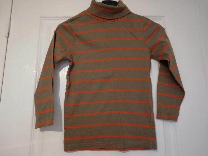 Tee-shirt col roulé 8 ans marron orange - photo numéro 2