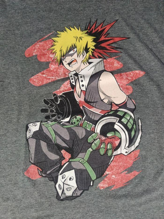 T-shirt Bakugo My Hero Academia Licence Comic Con Vintage Gris Taille L Homme - photo numéro 2