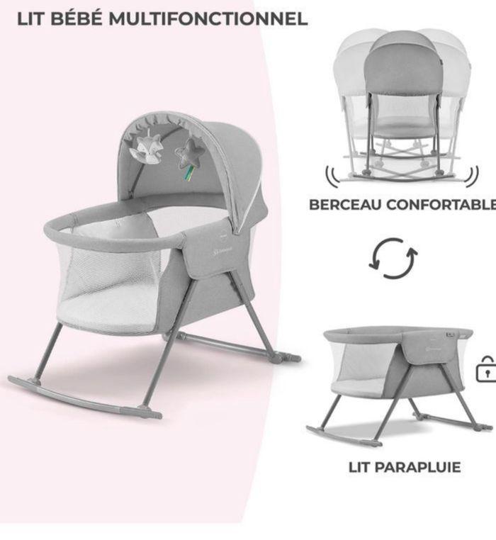 Lit bébé 3 en 1 , lit parapluie Kinderkraft + matelas de berceau arrondi - photo numéro 1