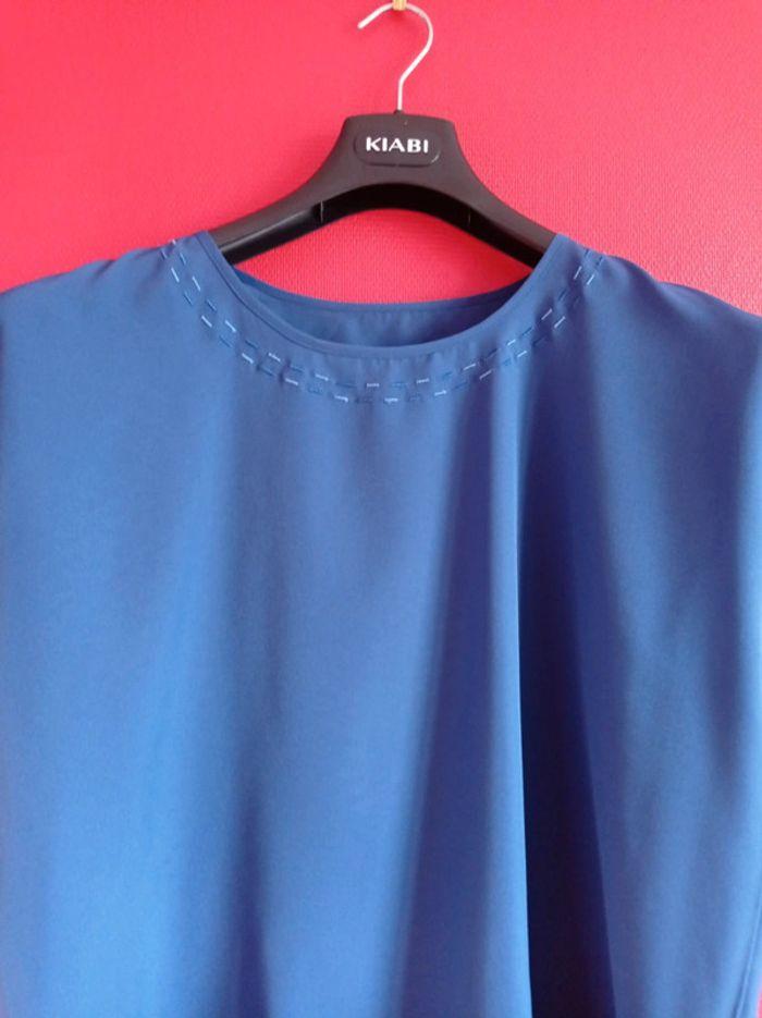 Blouse taille 44 bleue col rond - photo numéro 3