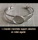 1 x bracelet "manchette" support cabochon en métal argenté