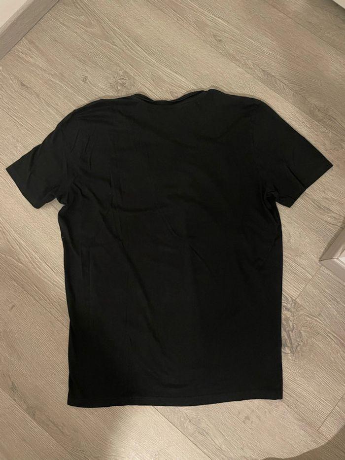 T-shirt à manches courtes noir liseret gris foncé col V bouton celio taille XXL - photo numéro 5