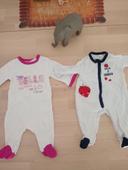 Lot de 2 pyjamas bébé fille Orchestra taille 1 mois coton