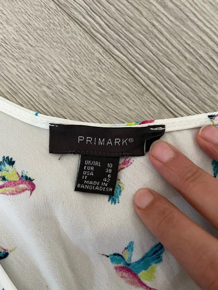 Débardeur blouse sans manche blanc à motifs oiseaux primark taille 38 - photo numéro 3