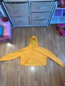 Sweat à capuche crop top jaune taille S