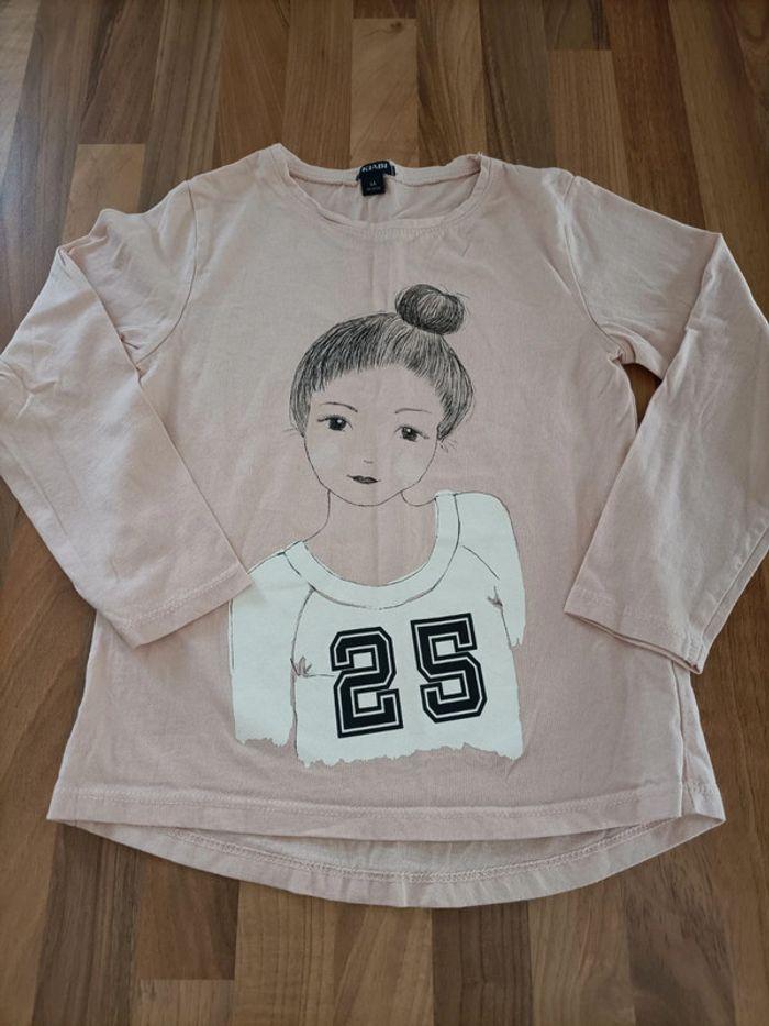 Tee-shirt manches longues rose pâle fille Kiabi 6 ans - photo numéro 1