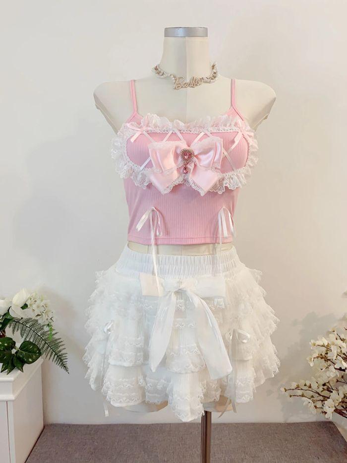 Top débardeur rembourré Barbie Pink Cute Kawaii Manga Anime Cosplay Lolita Princesse - photo numéro 1